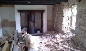 Old plaster stripped off