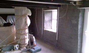One layer of render and first fix electrics