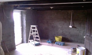 One layer of render and first fix electrics
