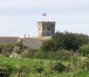 Flag on Pendeen Church at half mast